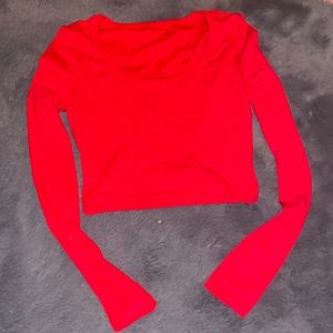 Red long sleeve cropped shirt